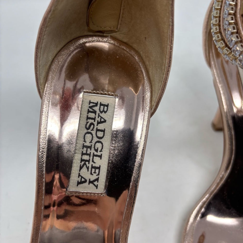 Badgley Mischka Logan Strappy Rhinestone Open Toe Heels Size 7.5 - Picture 6 of 10